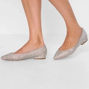 Betsey Johnson Sparkling Silver Flats